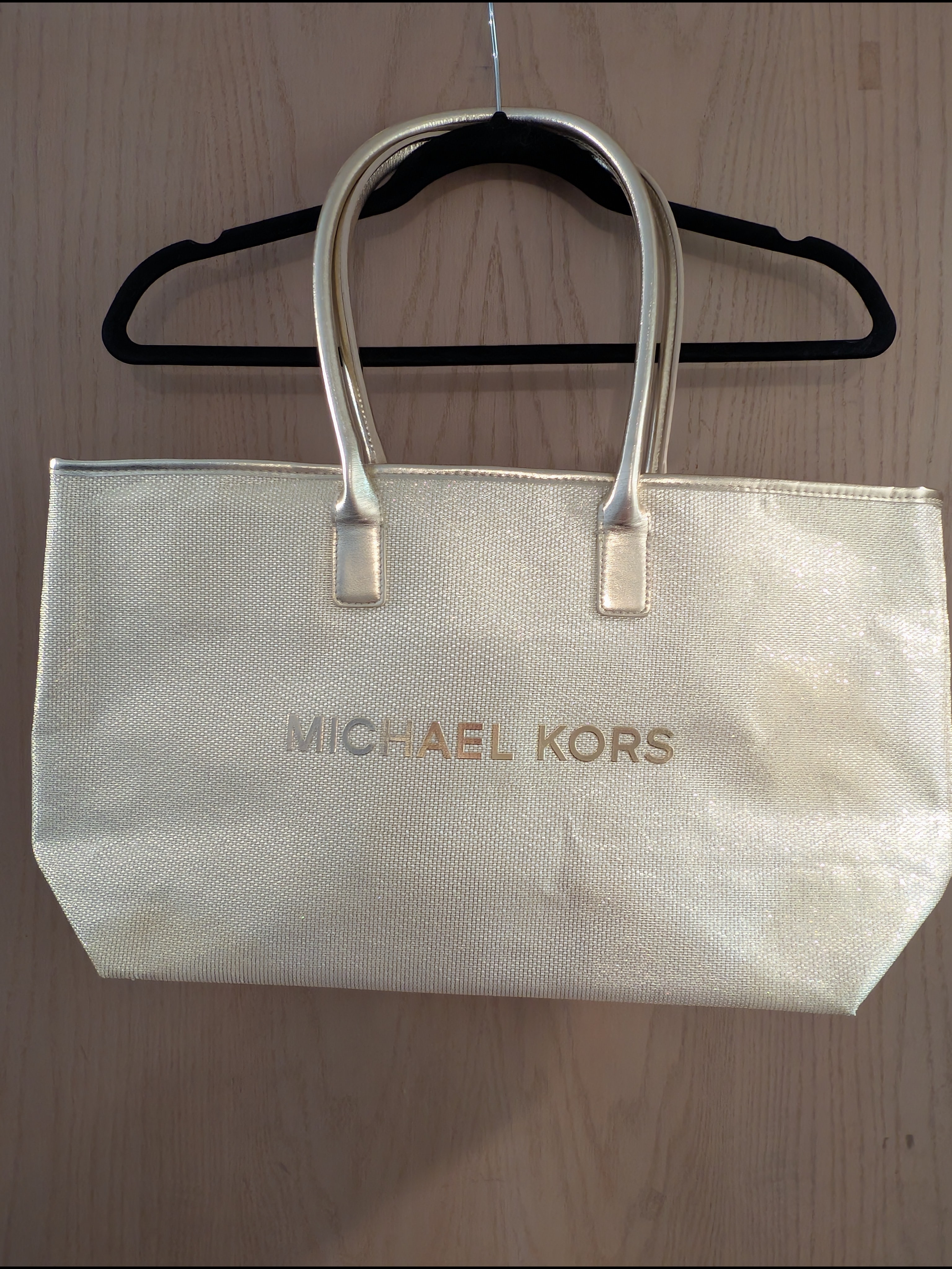 Michael Kors Gold Tote Bag - Metallic Logo Carryall